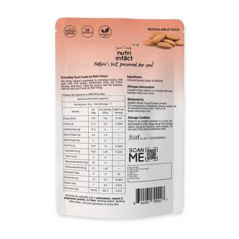Premium Whole Almonds | Rich in Vitamin E, Healthy Fats & Naturally Crunchy | 100g Pack