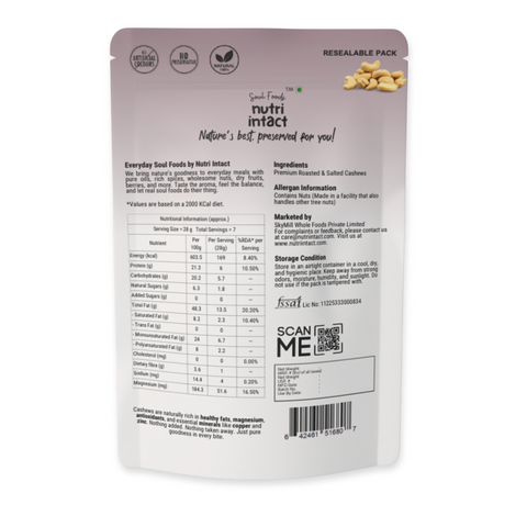 Premium Roasted & Salted Cashews | 100% Natural, Crunchy & Rich in Protein | 100g Pack