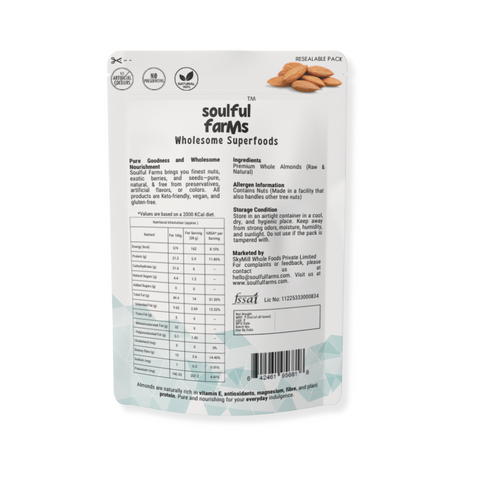 Premium Whole California Almonds | Rich in Vitamin E, Healthy Fats & Naturally Crunchy | 150g Pack