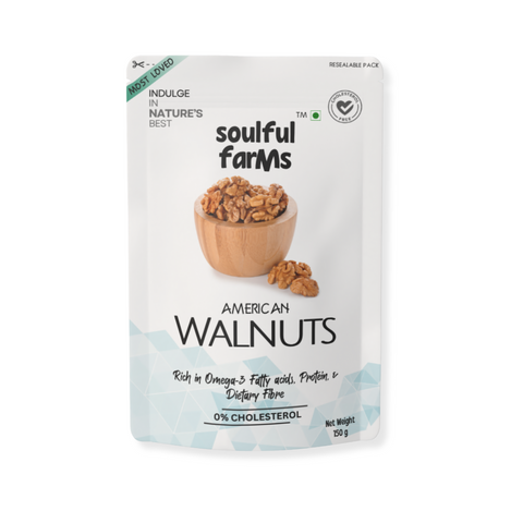 Premium American Walnut Kernels | Crunchy, Nutty & Rich in Omega-3, Protein & Fibre | 150g Pack