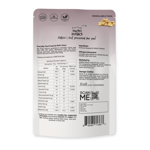 Premium Roasted & Salted Cashews | 100% Natural, Crunchy & Rich in Protein | 200g Pack